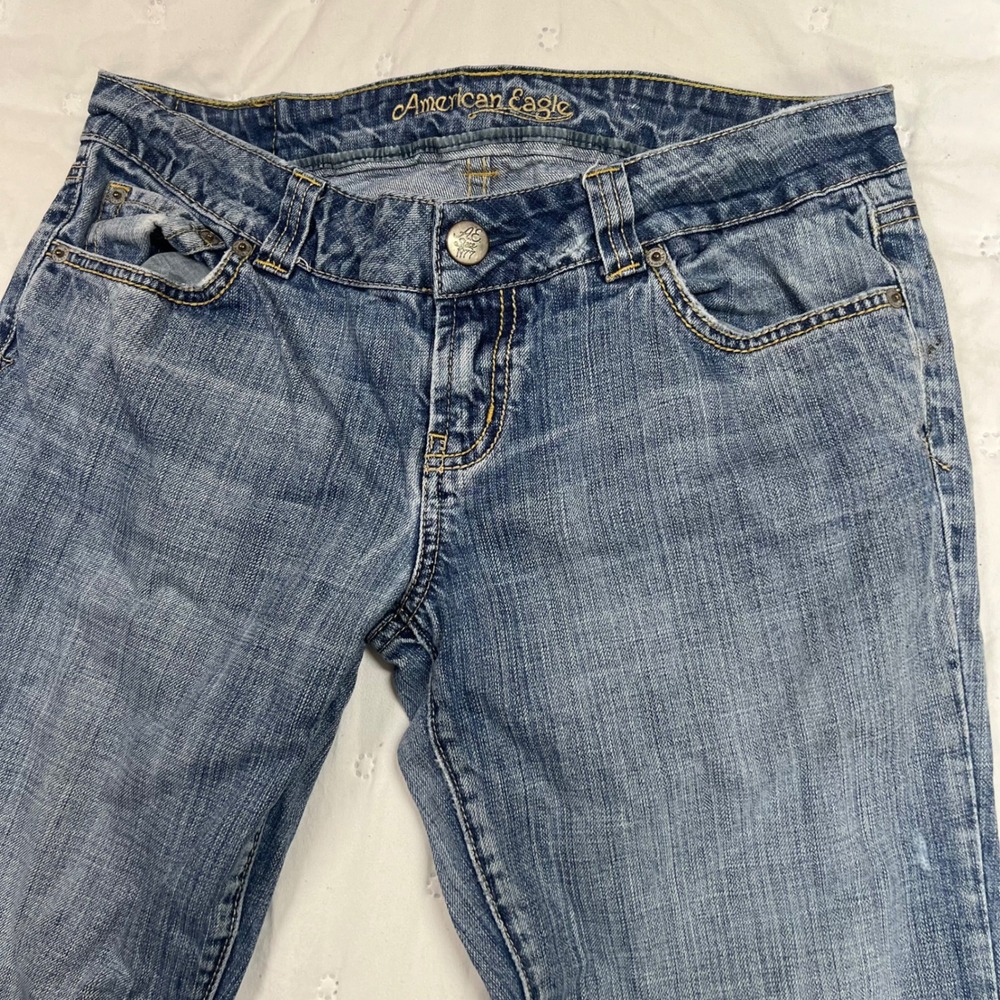 American Eagle Boyfriend 77 Jeans Medium Wash Straight Leg Denim Size 8 Reg